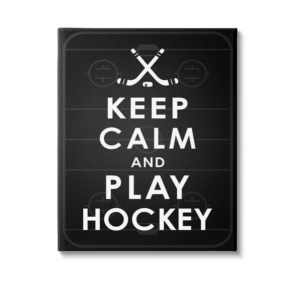 Stupell Industries Keep Calm & Play Hockey Sports Painting Gallery Wrapped Canvas Art Print Wall Art, 16 x 20
