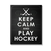 Stupell Industries Keep Calm & Play Hockey Sports Painting Gallery Wrapped Canvas Art Print Wall Art, 16 x 20