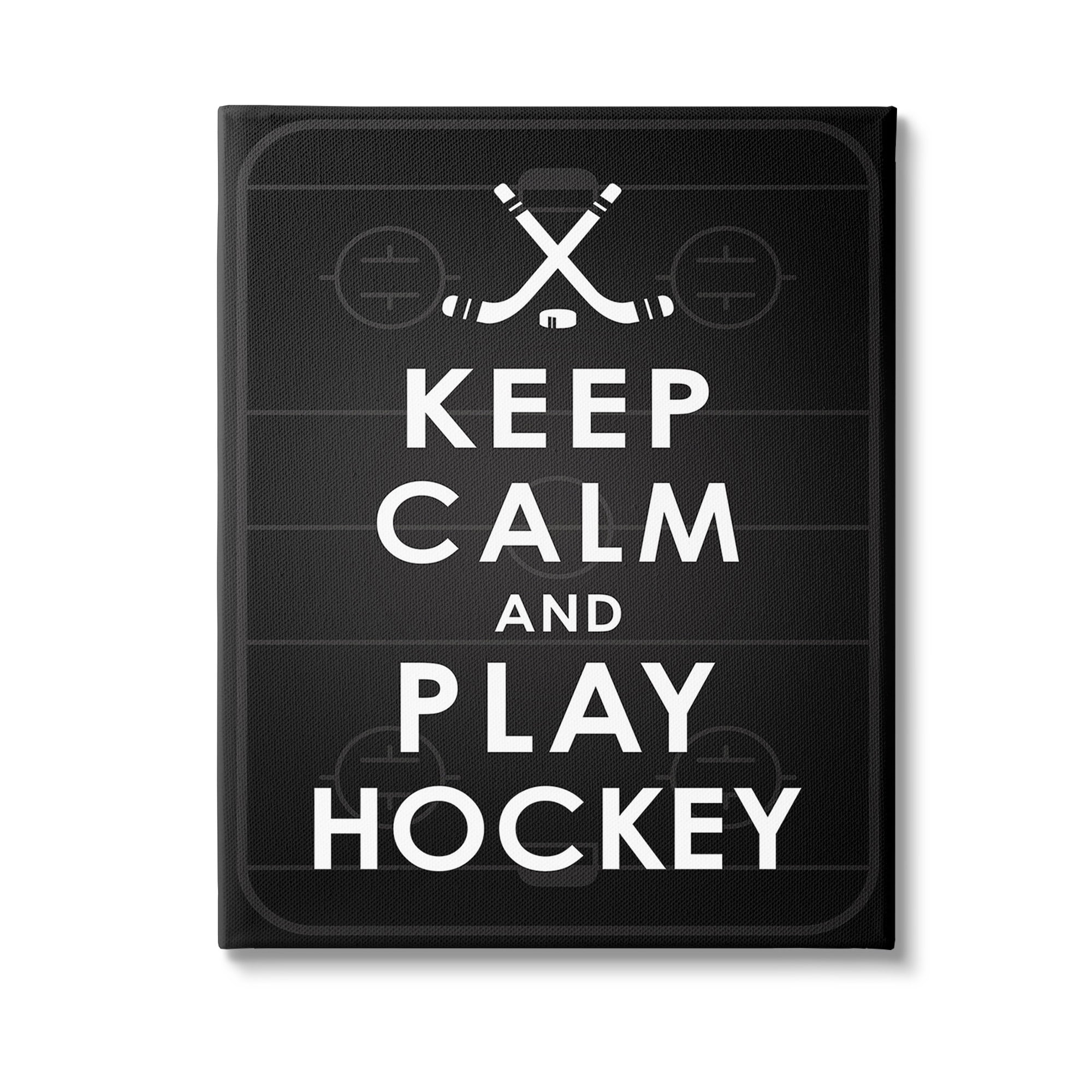 Stupell Industries Keep Calm & Play Hockey Sports Painting Gallery Wrapped Canvas Art Print Wall Art, 36 x 48