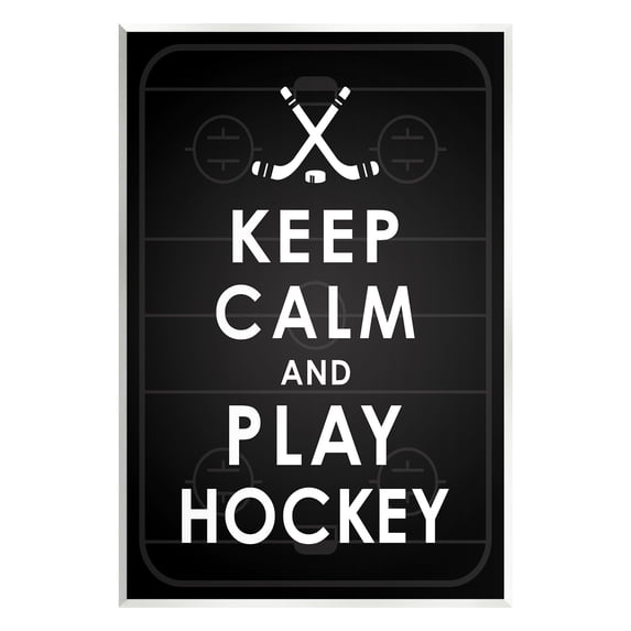 Stupell Industries Keep Calm & Play Hockey Sports Painting Unframed Art Print Wall Art, 10 x 15