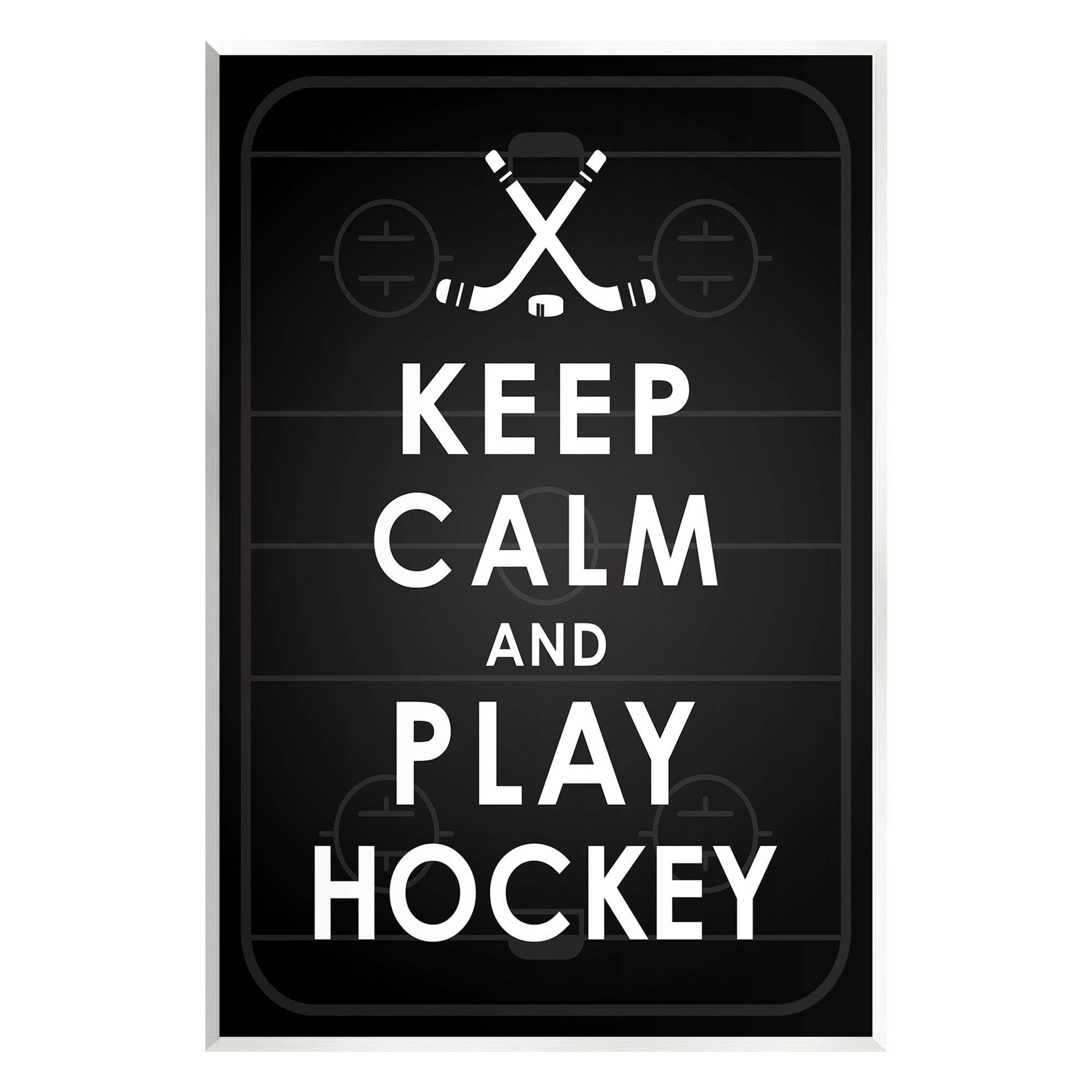 Stupell Industries Keep Calm & Play Hockey Sports Painting Unframed Art Print Wall Art, 13 x 19