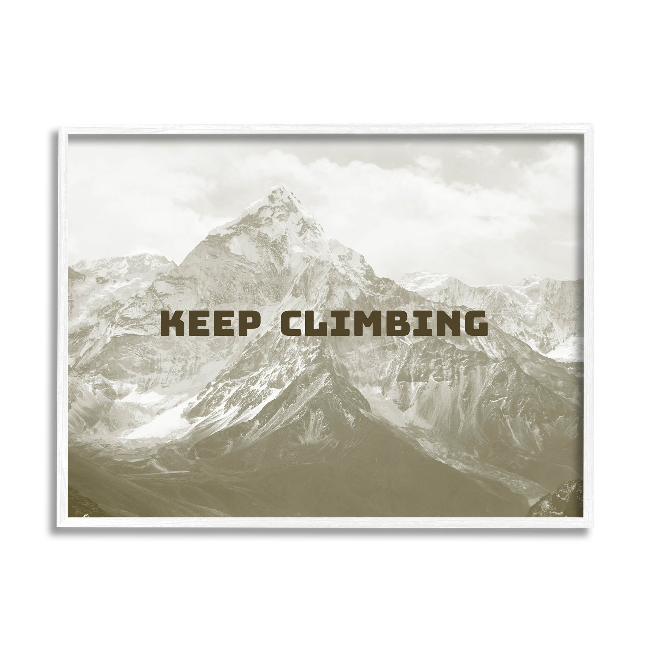 Stupell Industries Keep Climbing Inspirational Mountain Graphic Art White Framed Art Print Wall Art, Design by Jacob Green