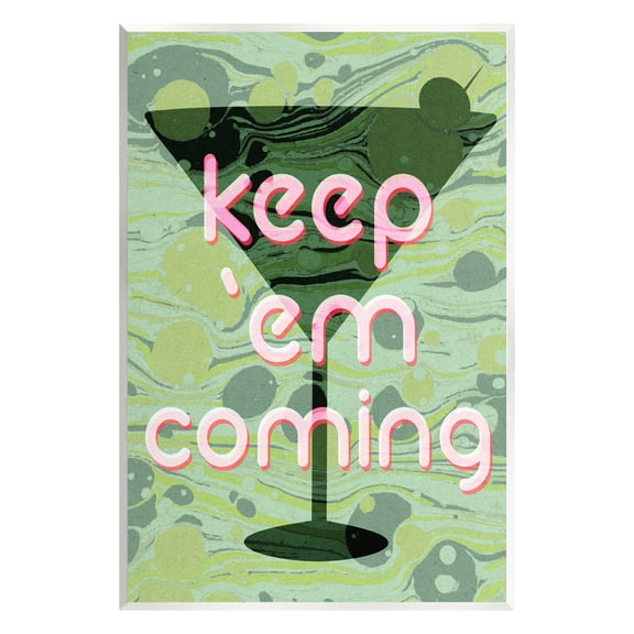Stupell Industries Keep 'Em Coming Green Martini Food & Beverage Painting Unframed Art Print Wall Art