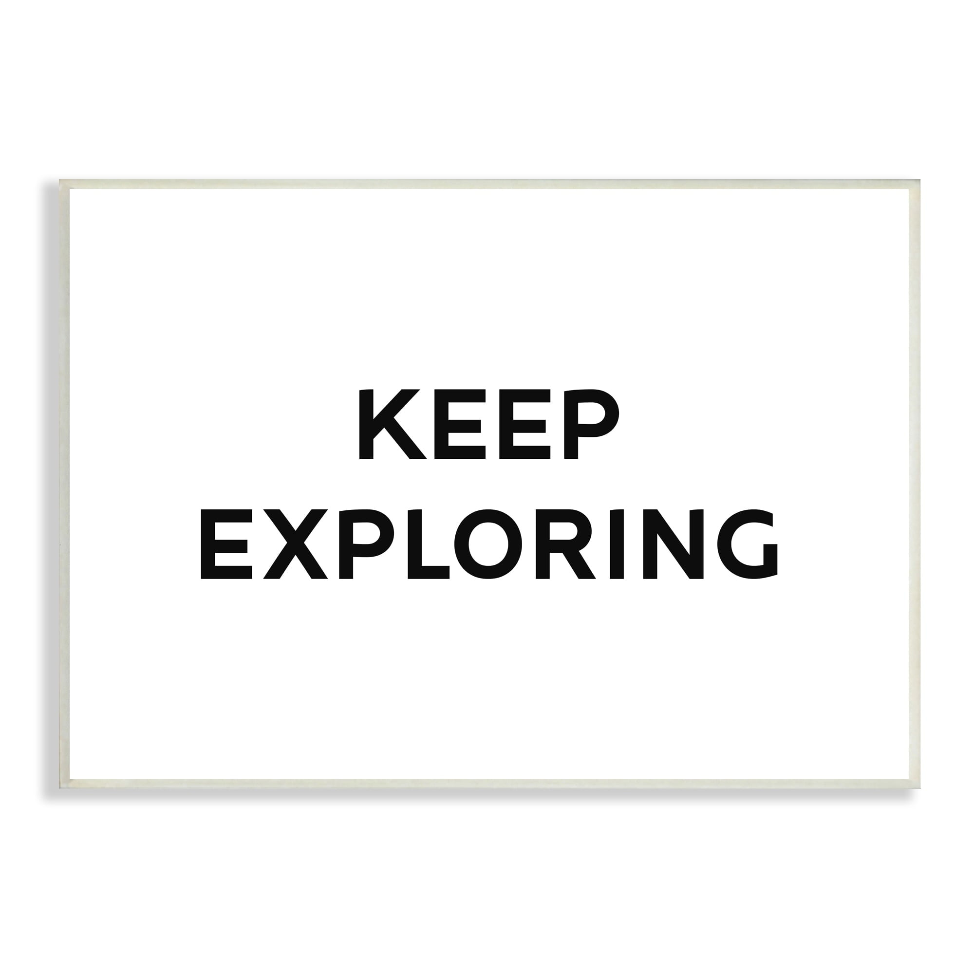 Stupell Industries Keep Exploring Minimal Adventure Motivational Phrase Black White, 15 x 10, Design by Daphne Polselli
