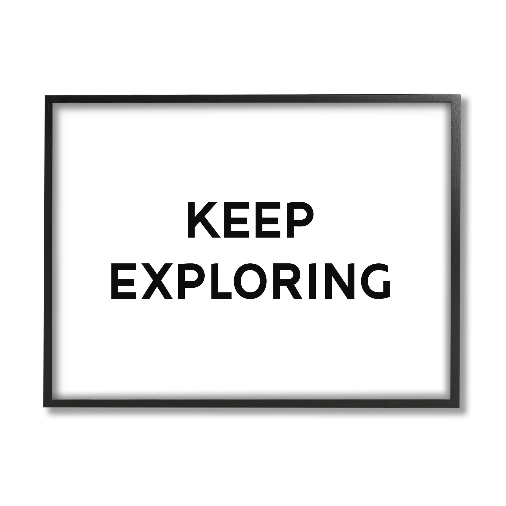 Stupell Industries Keep Exploring Minimal Adventure Motivational Phrase Black White, 20 x 16, Design by Daphne Polselli