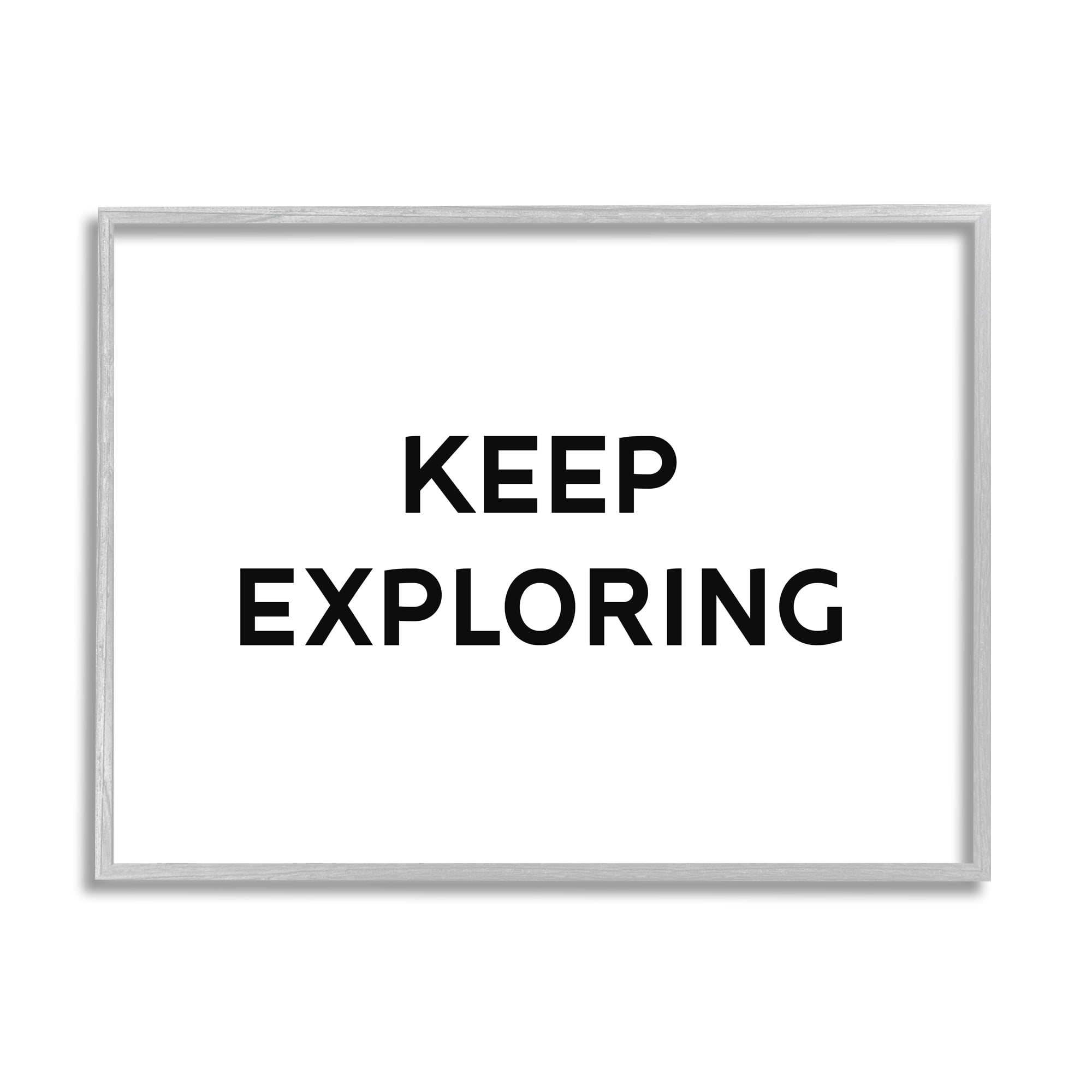 Stupell Industries Keep Exploring Minimal Adventure Motivational Phrase Black White, 30 x 24, Design by Daphne Polselli