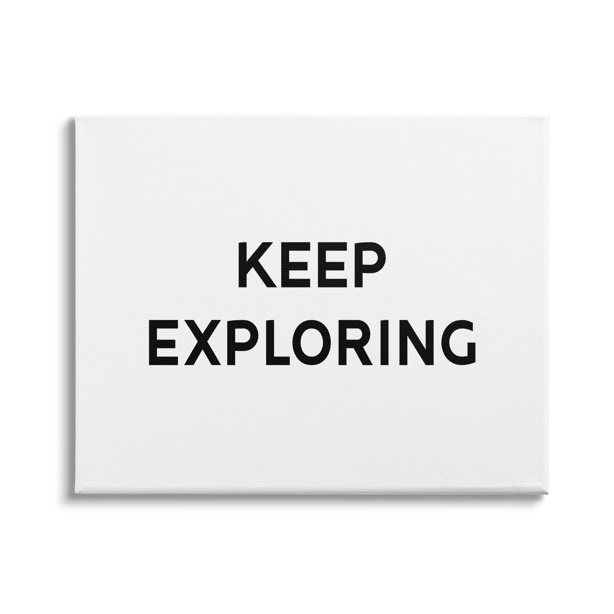 Stupell Industries Keep Exploring Minimal Adventure Motivational Phrase Black White, 30 x 24, Design by Daphne Polselli