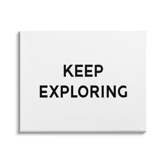 Stupell Industries Keep Exploring Minimal Adventure Motivational Phrase Black White, 48 x 36, Design by Daphne Polselli