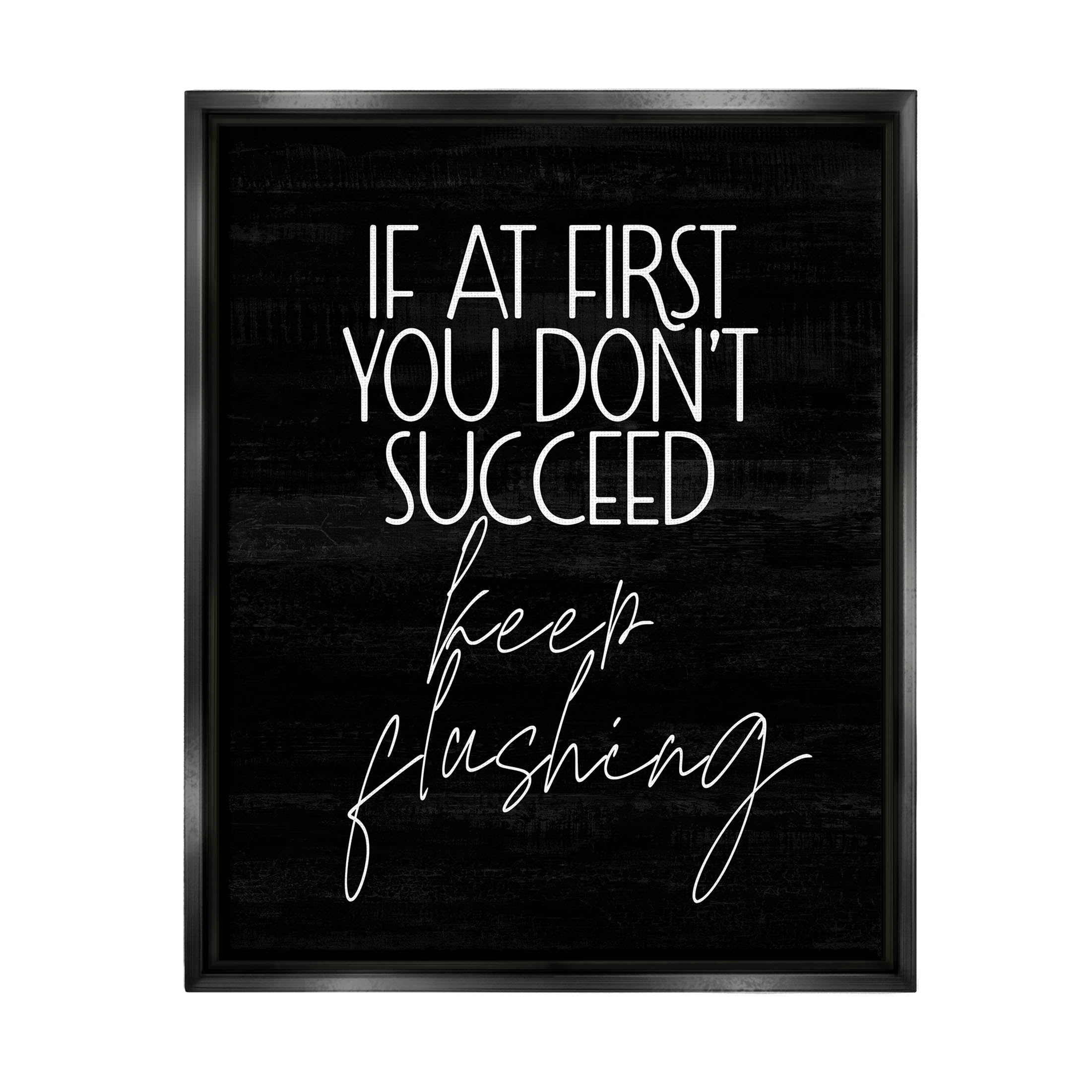 Stupell Industries Keep Flushing Funny Bathroom Graphic Art Jet Black Floating Framed Canvas Print Wall Art, Design by Lil' Rue