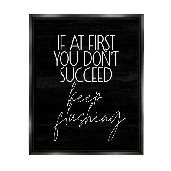 Stupell Industries Keep Flushing Funny Bathroom Graphic Art Jet Black Floating Framed Canvas Print Wall Art, Design by Lil' Rue