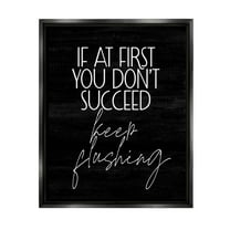 Stupell Industries Keep Flushing Funny Bathroom Graphic Art Jet Black Floating Framed Canvas Print Wall Art, Design by Lil' Rue