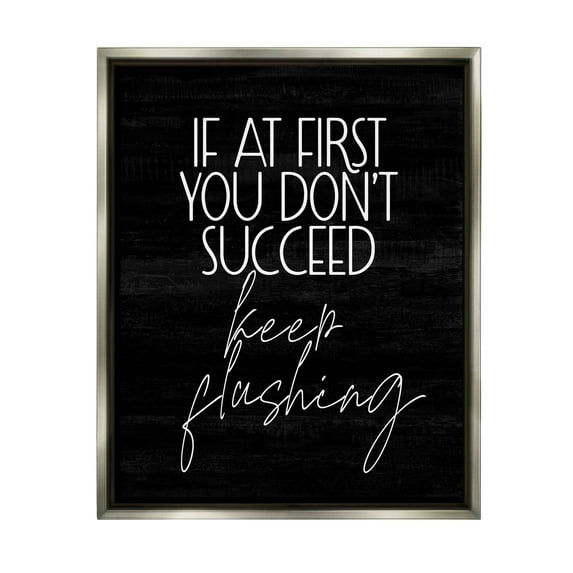 Stupell Industries Keep Flushing Funny Bathroom Graphic Art Luster Gray Floating Framed Canvas Print Wall Art, Design by Lil' Rue