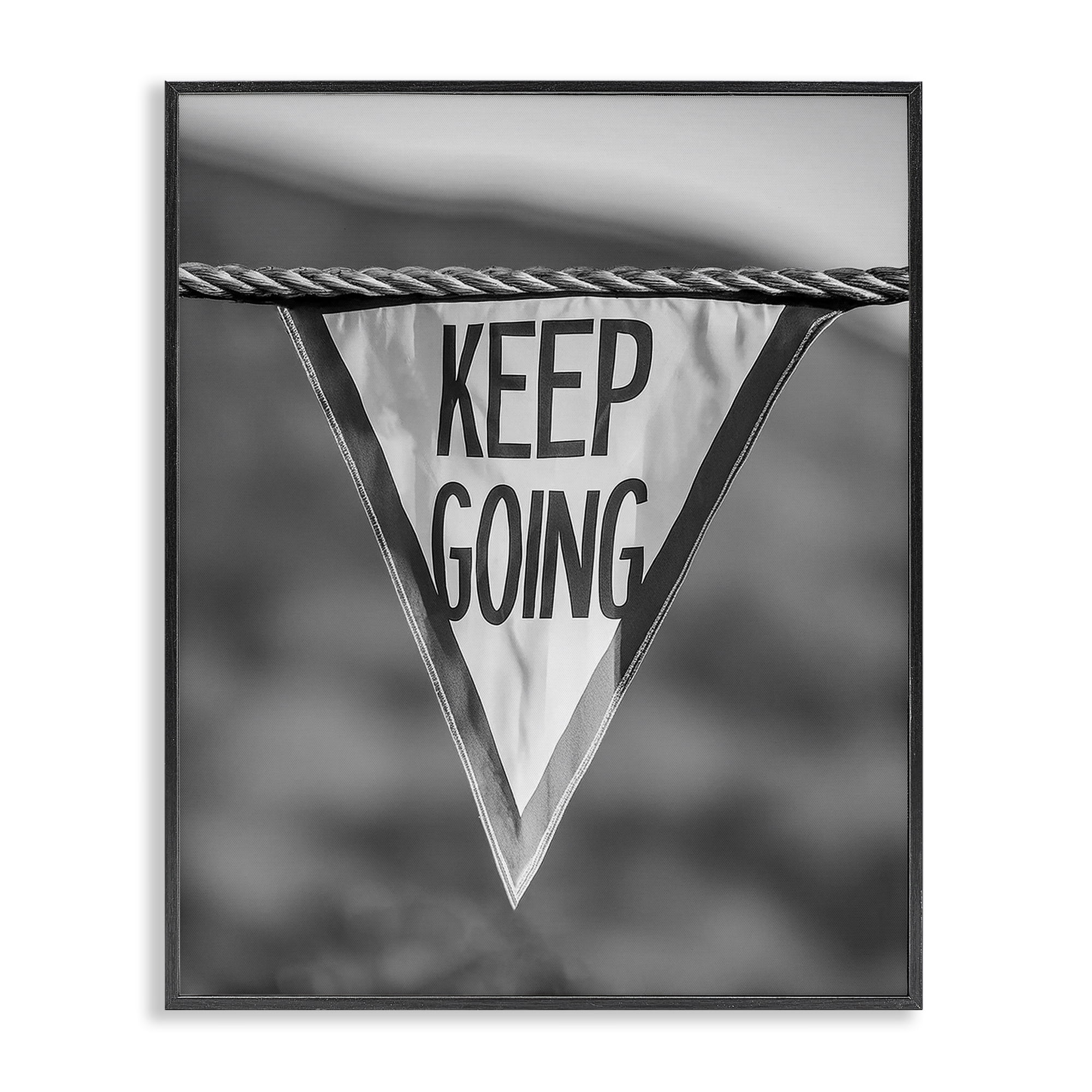 Stupell Industries Keep Going Pennant Text & Numbers Photography Black Framed Art Print Wall Art, 16 x 20