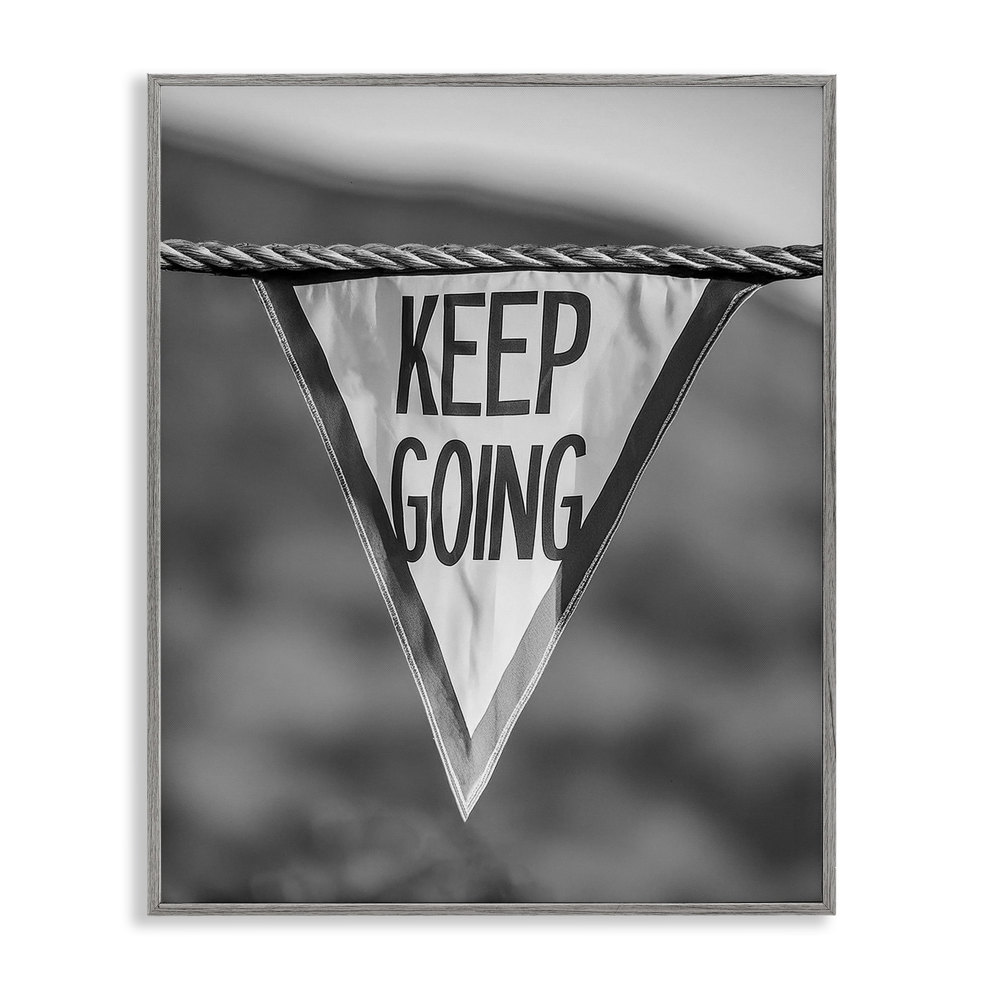 Stupell Industries Keep Going Pennant Text & Numbers Photography Gray Framed Art Print Wall Art, 11 x 14