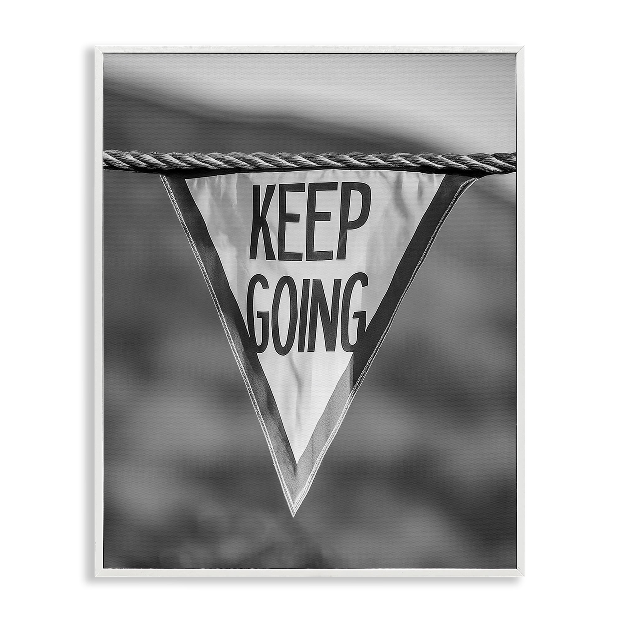 Stupell Industries Keep Going Pennant Text & Numbers Photography White Framed Art Print Wall Art, 16 x 20