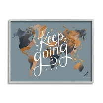 Stupell Industries Keep Going Sentiment over Abstract Pattern World Map, 16 x 20, Design by Omar Escalante