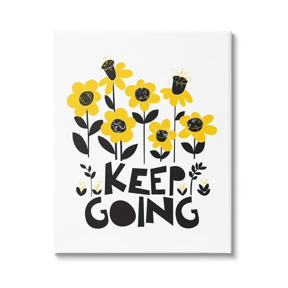 Stupell Industries Keep Going Yellow Flowers Botanical & Floral Painting Gallery Wrapped Canvas Print Wall Art, 16 x 20