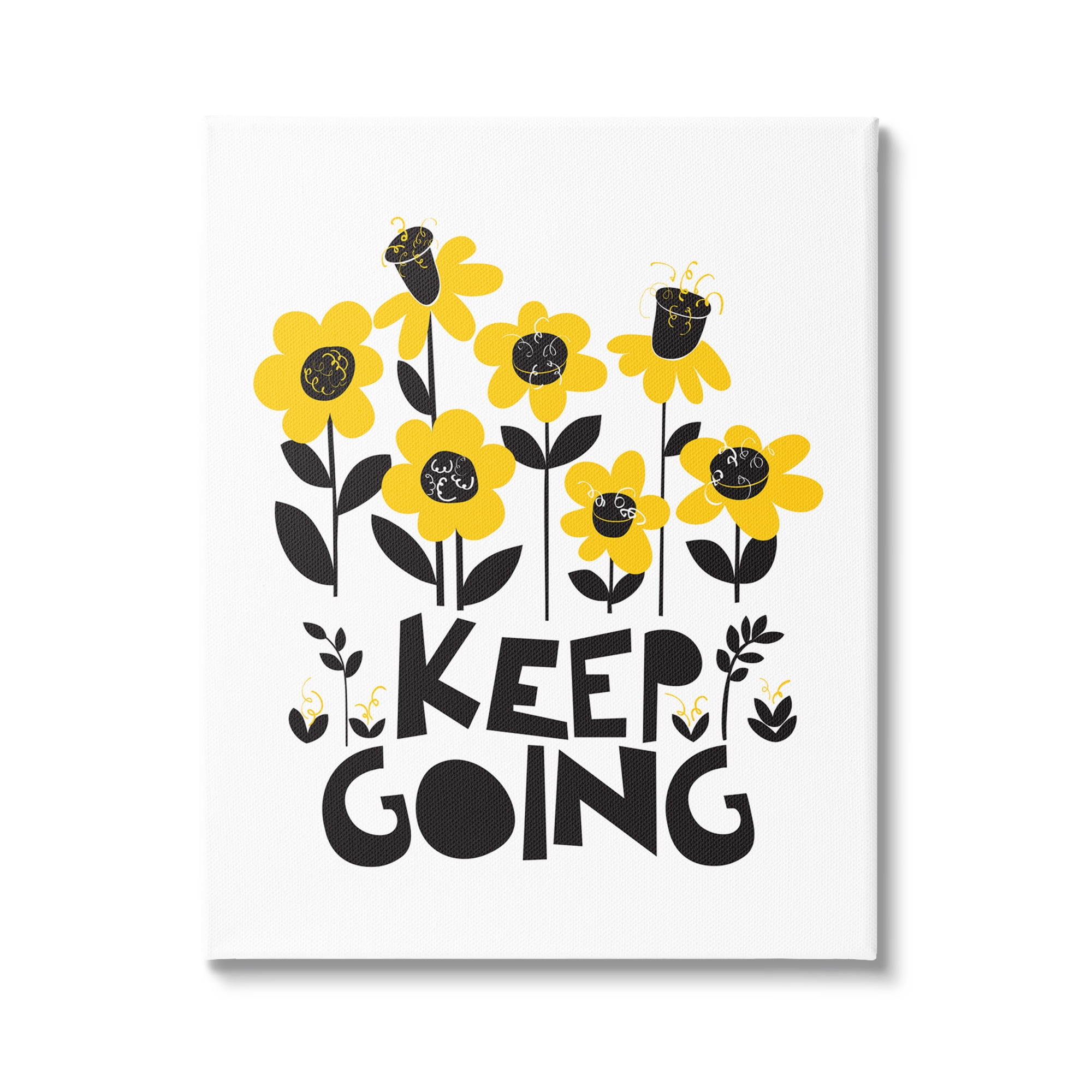 Stupell Industries Keep Going Yellow Flowers Botanical & Floral Painting Gallery Wrapped Canvas Print Wall Art, 24 x 30