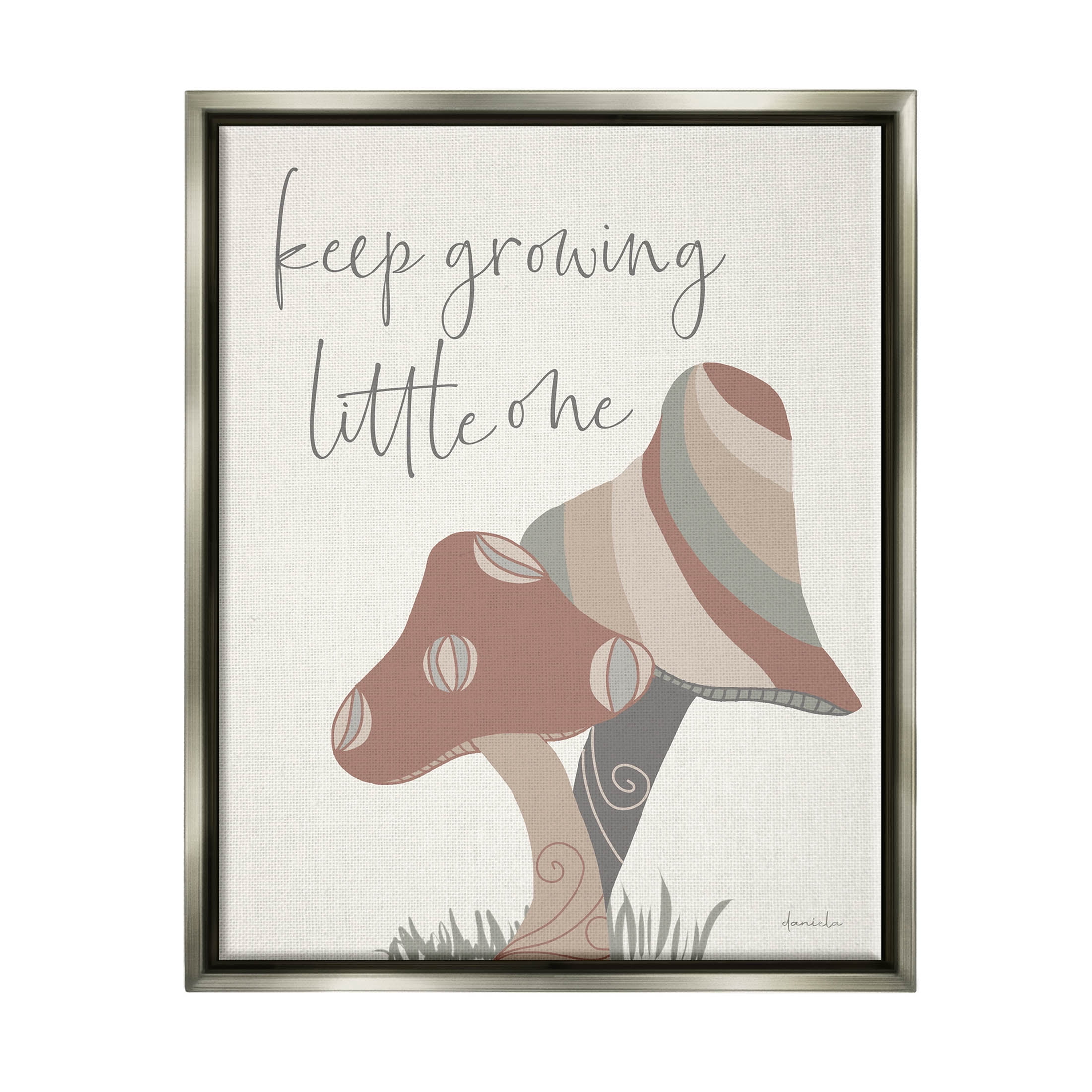 Stupell Industries Keep Growing Little One Nature Graphic Art Luster Gray Floating Framed Canvas Print Wall Art, Design by Daniela Santiago