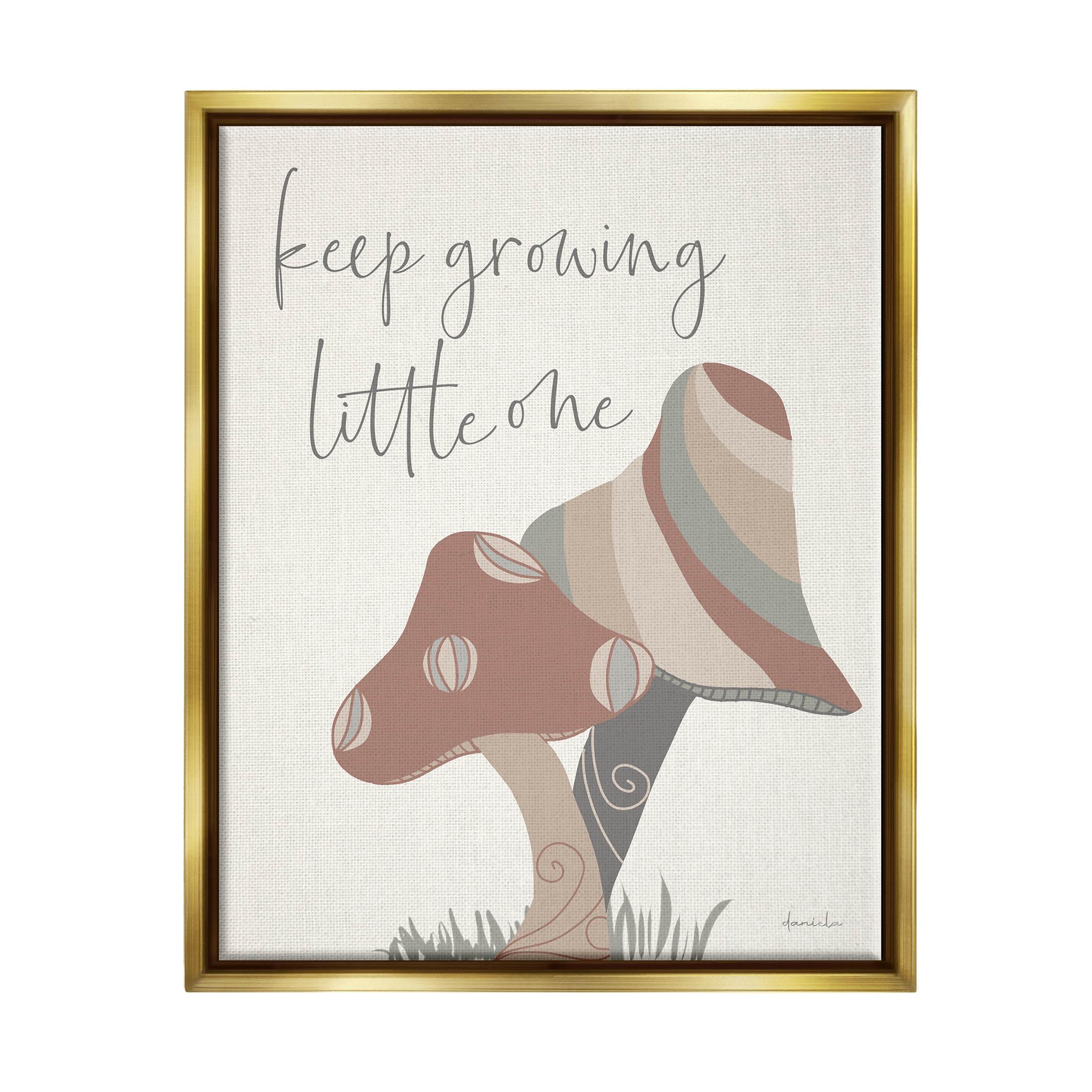 Stupell Industries Keep Growing Little One Nature Graphic Art Metallic Gold Floating Framed Canvas Print Wall Art, Design by Daniela Santiago