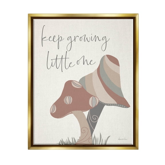 Stupell Industries Keep Growing Little One Nature Graphic Art Metallic Gold Floating Framed Canvas Print Wall Art, Design by Daniela Santiago
