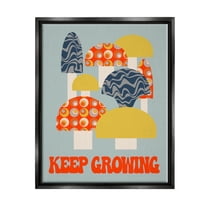 Stupell Industries Keep Growing Retro Mushrooms Botanical & Floral Painting Black Floater Framed Canvas Art Print Wall Art, 17 x 21