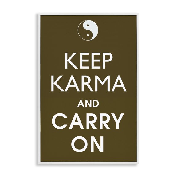 Stupell Industries Keep Karma & Carry On Quotes and Sayings Painting White Framed Art Print Wall Art, 20 x 30