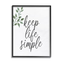 Stupell Industries Keep Life Simple Botanical Sprig Script Calligraphy Graphic Art Black Framed Art Print Wall Art, Design by Kim Allen