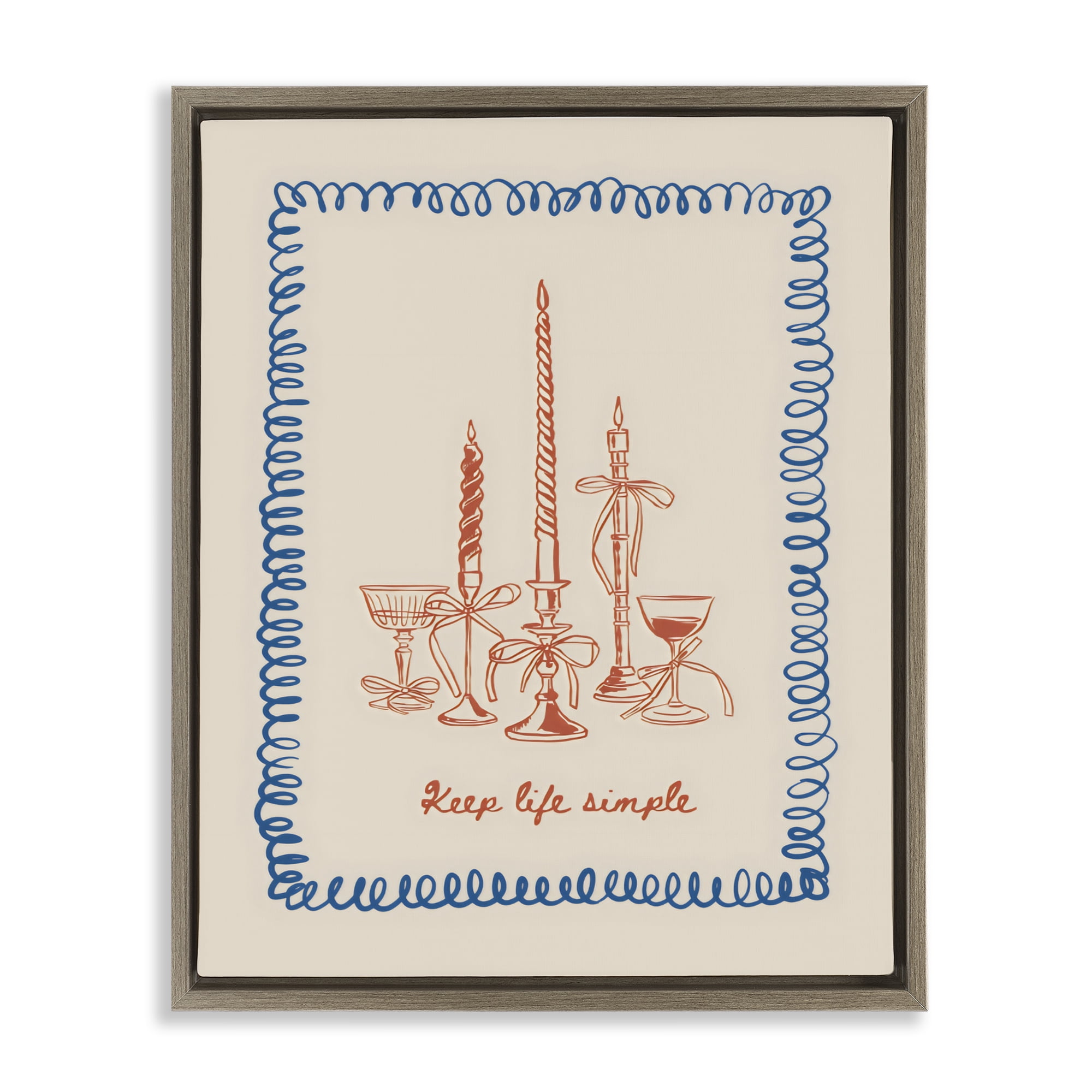Stupell Industries Keep Life Simple Candles Brown Framed Floater Canvas Wall Art, design by The Prints Vibe