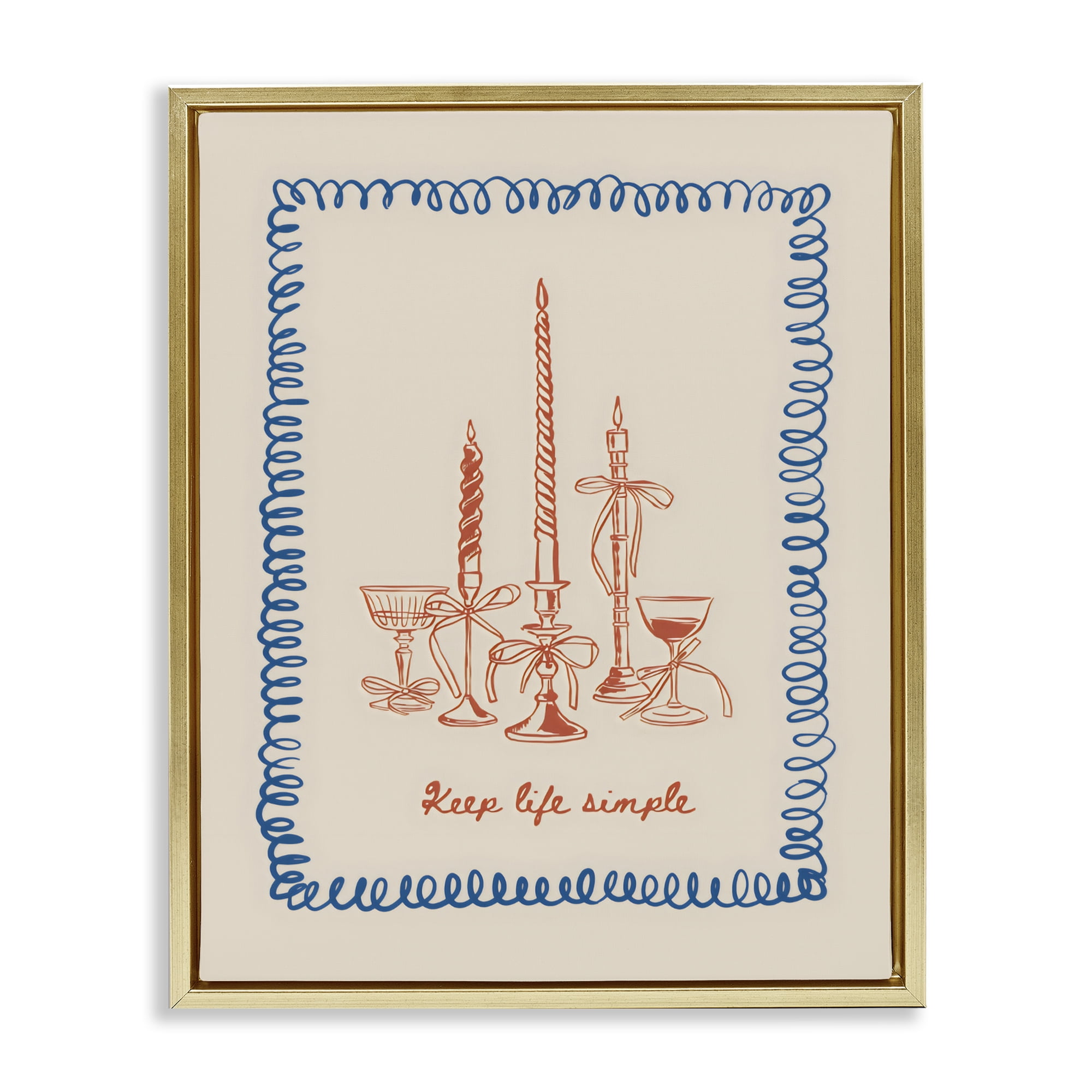 Stupell Industries Keep Life Simple Candles Gold Framed Floater Canvas Wall Art, design by The Prints Vibe