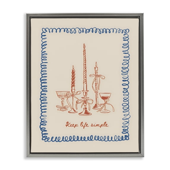 Stupell Industries Shabby Chic Keep Life Simple Candles Gray Floating Frame Canvas Art, 25 x 31, by The Prints Vibe