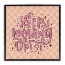 Stupell Industries Keep Looking Up on Checkered Inspirational Painting Black Framed Art Print Wall Art, 12 x 12