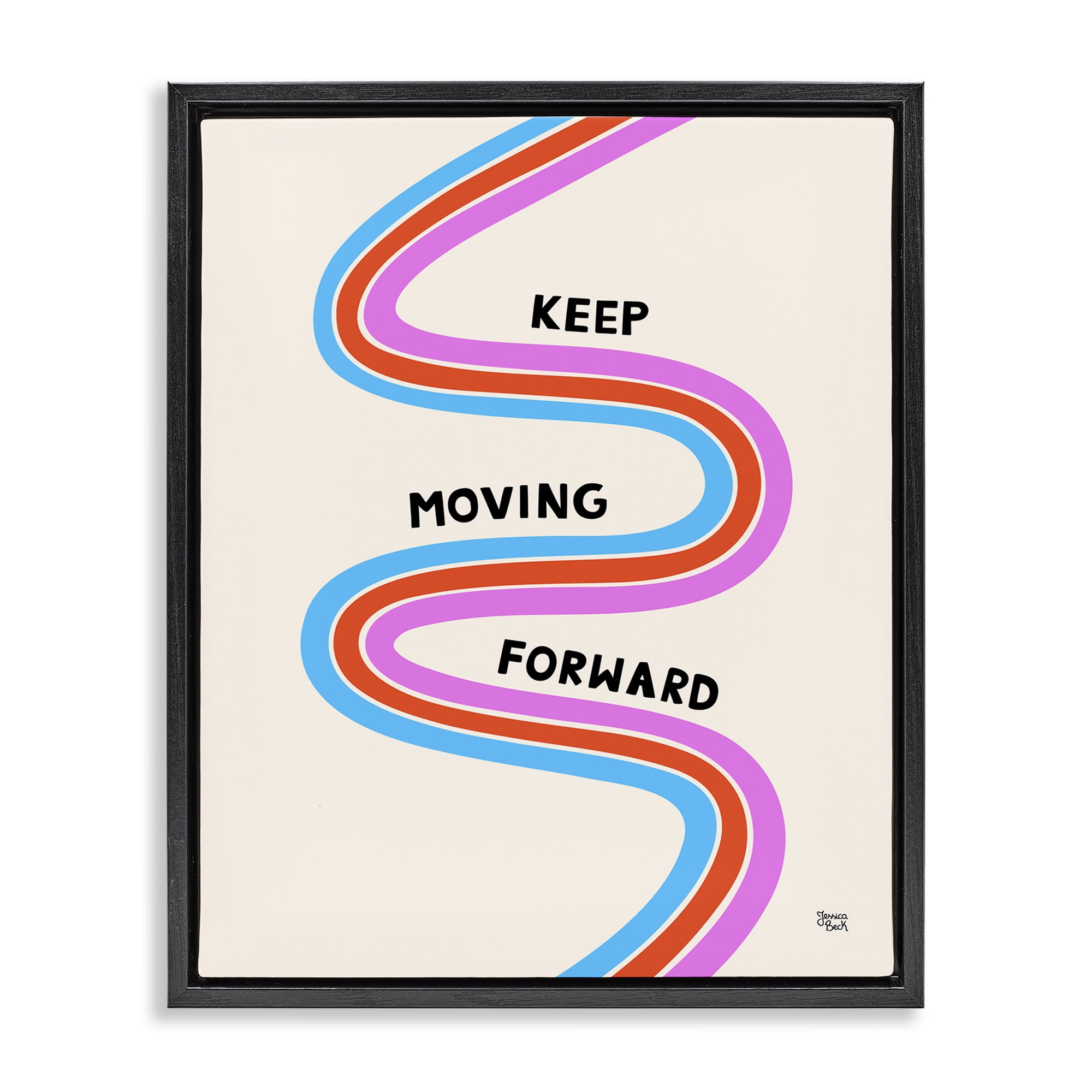 Stupell Industries Keep Moving Forward Text & Numbers Painting Black Floater Framed Canvas Art Print Wall Art, 25 x 31