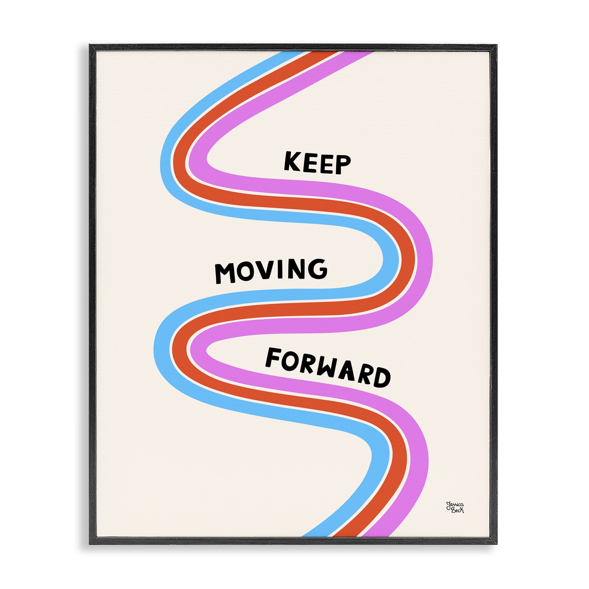 Stupell Industries Keep Moving Forward Text & Numbers Painting Black Framed Art Print Wall Art, 24 x 30