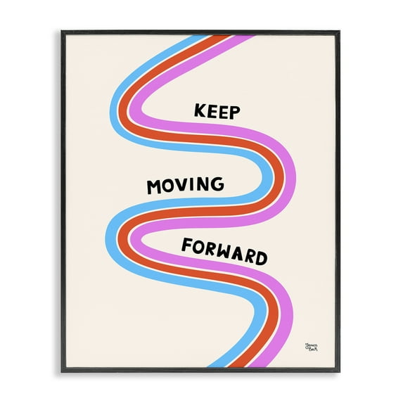 Stupell Industries Keep Moving Forward Text & Numbers Painting Black Framed Art Print Wall Art, 24 x 30