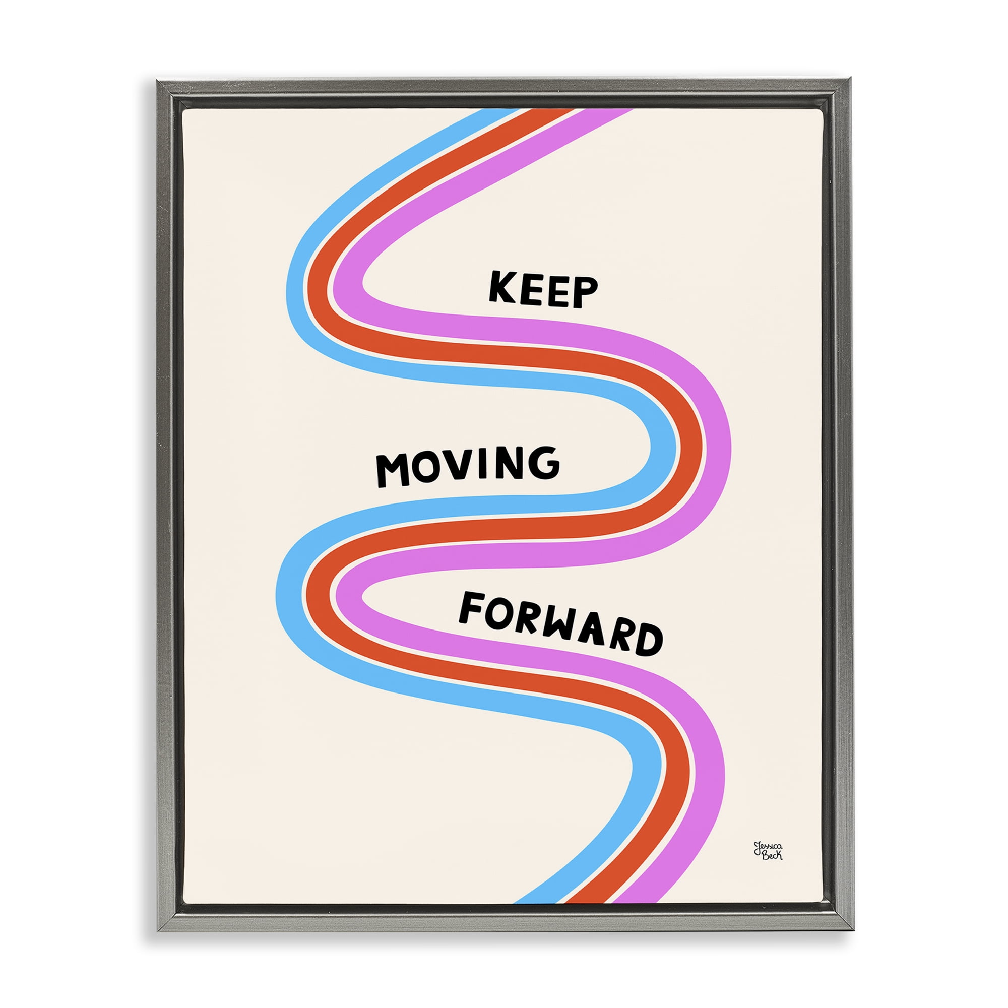 Stupell Industries Keep Moving Forward Text & Numbers Painting Gray Floater Framed Canvas Art Print Wall Art, 17 x 21
