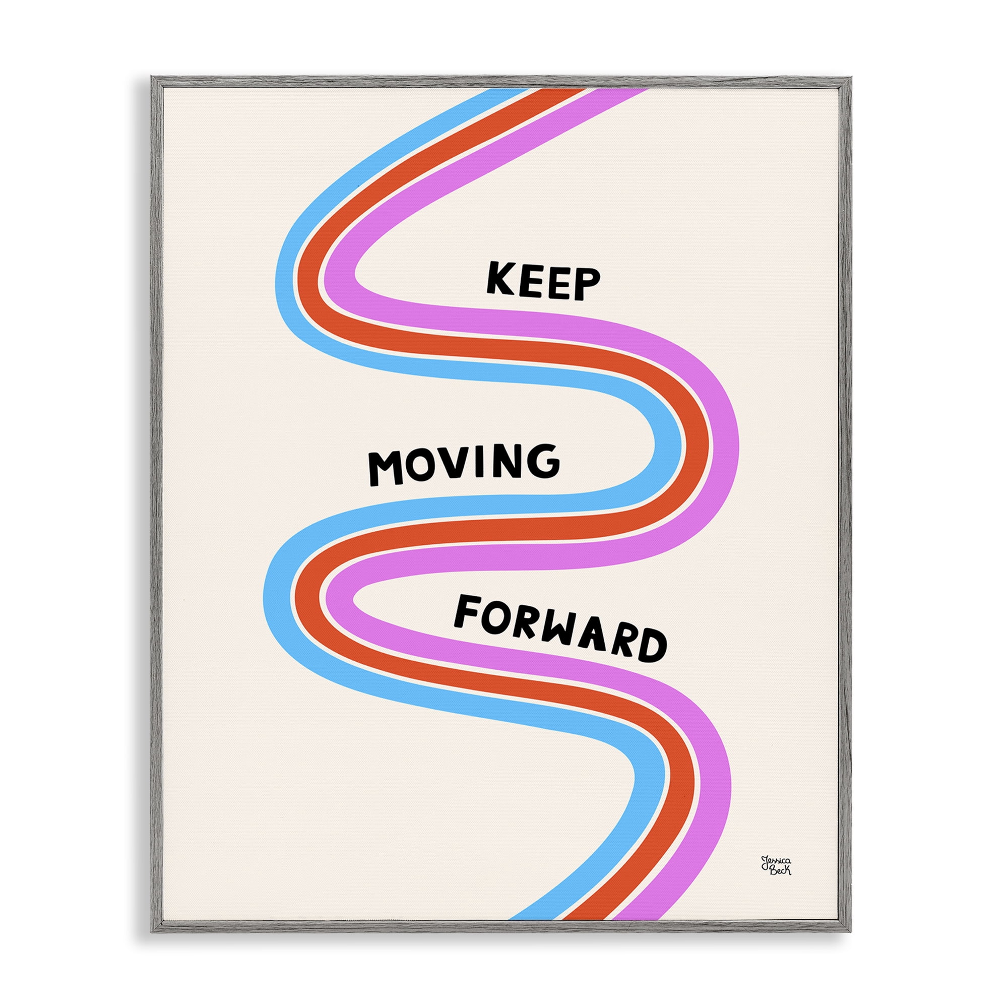 Stupell Industries Keep Moving Forward Text & Numbers Painting Gray Framed Art Print Wall Art, 11 x 14