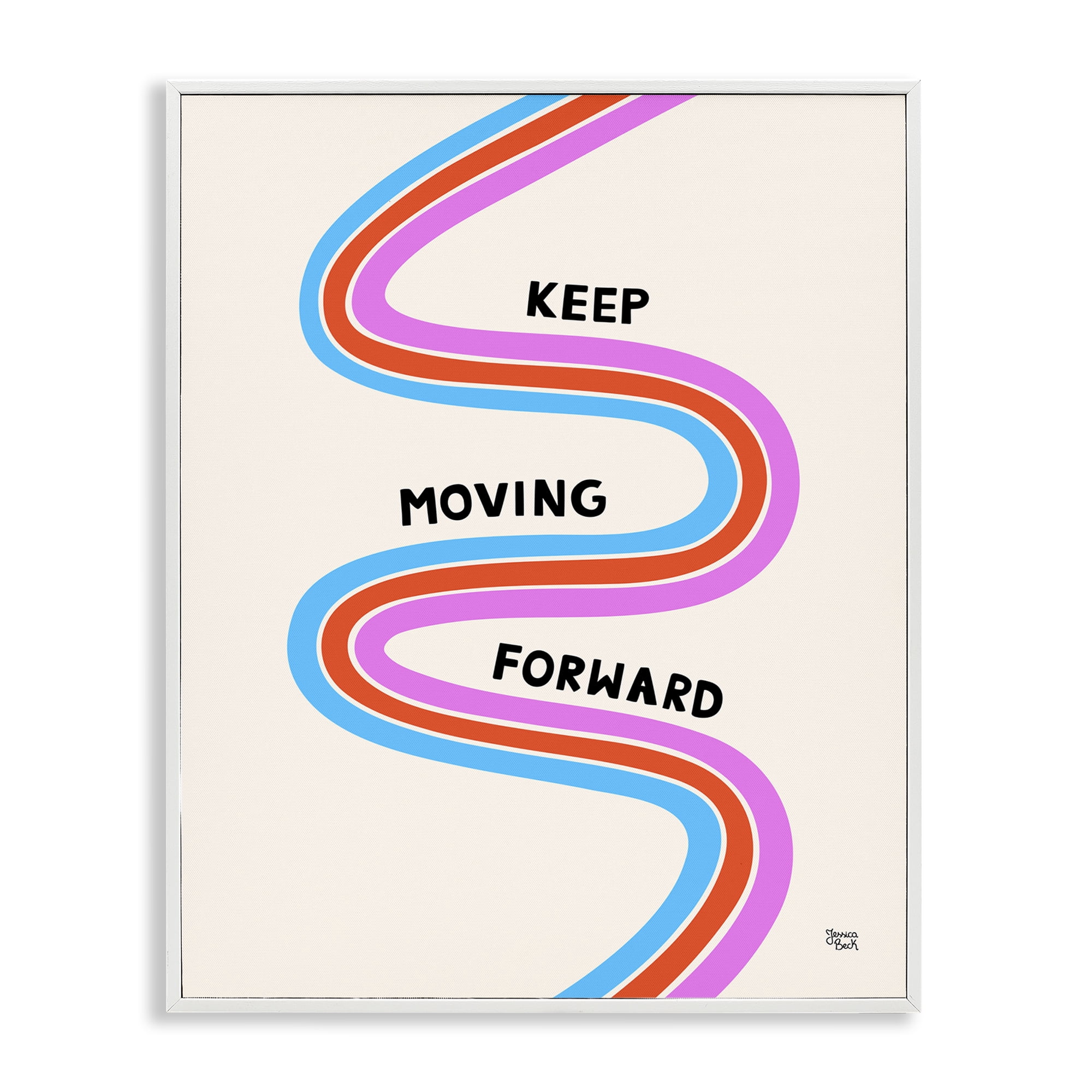 Stupell Industries Keep Moving Forward Text & Numbers Painting White Framed Art Print Wall Art, 24 x 30