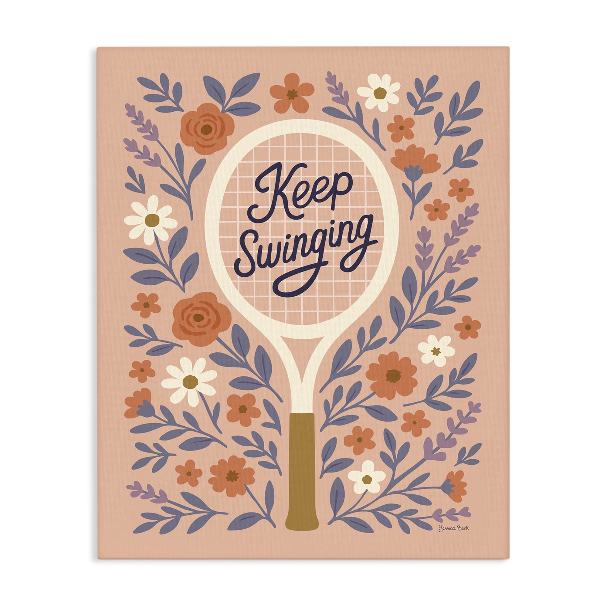 Stupell Industries Keep Swinging Floral Tennis Canvas Wall Art, design by Jessica Beck