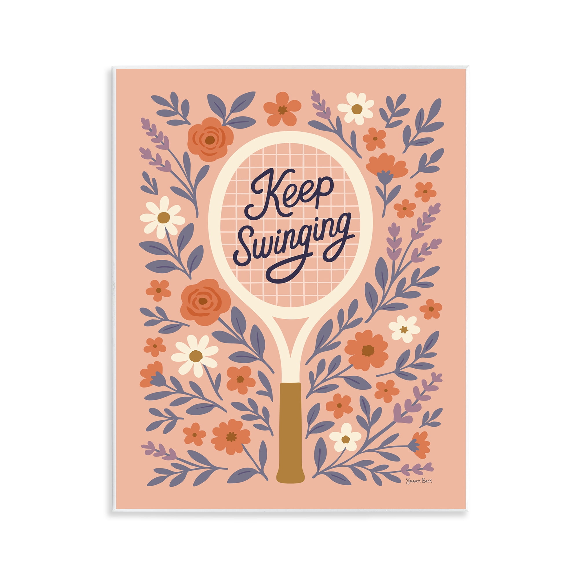 Stupell Industries Keep Swinging Floral Tennis Wall Plaque Art, design by Jessica Beck