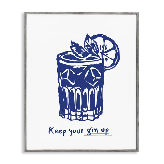 Stupell Industries Keep Your Gin Up Quotes and Sayings Painting Gray Framed Art Print Wall Art, 11 x 14