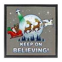 Stupell Industries Keep on Believing Holiday Holiday Painting Black Floater Framed Canvas Art Prints Wall Art, 18 x 18
