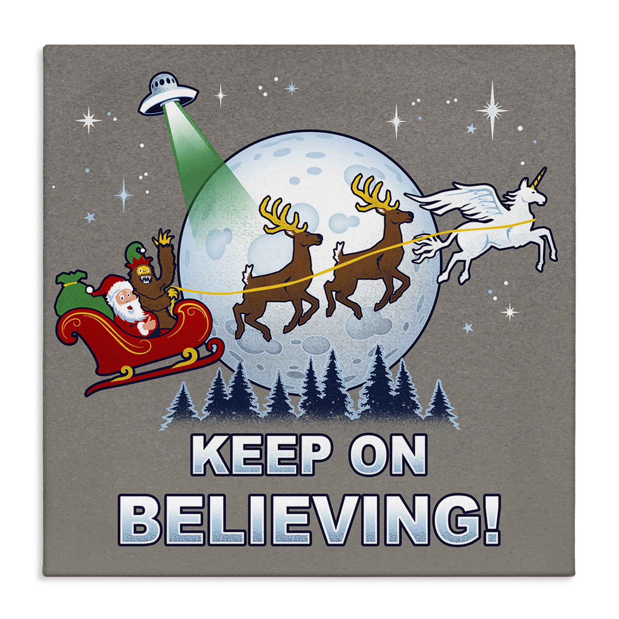 Stupell Industries Keep on Believing Holiday Holiday Painting Gallery Wrapped Canvas Art Prints Wall Art, 30 x 30