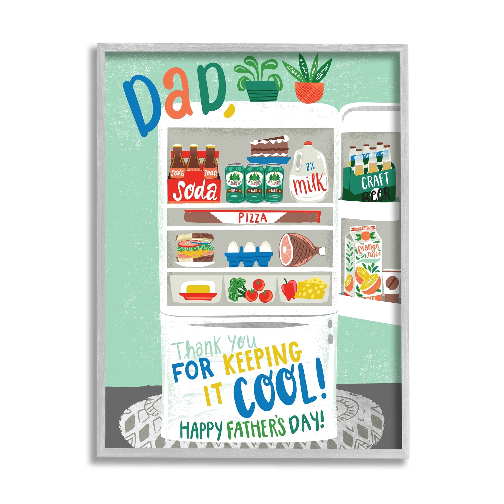 Stupell Industries Keeping It Cool Father's Day Holiday Painting Gray Framed Art Print Wall Art