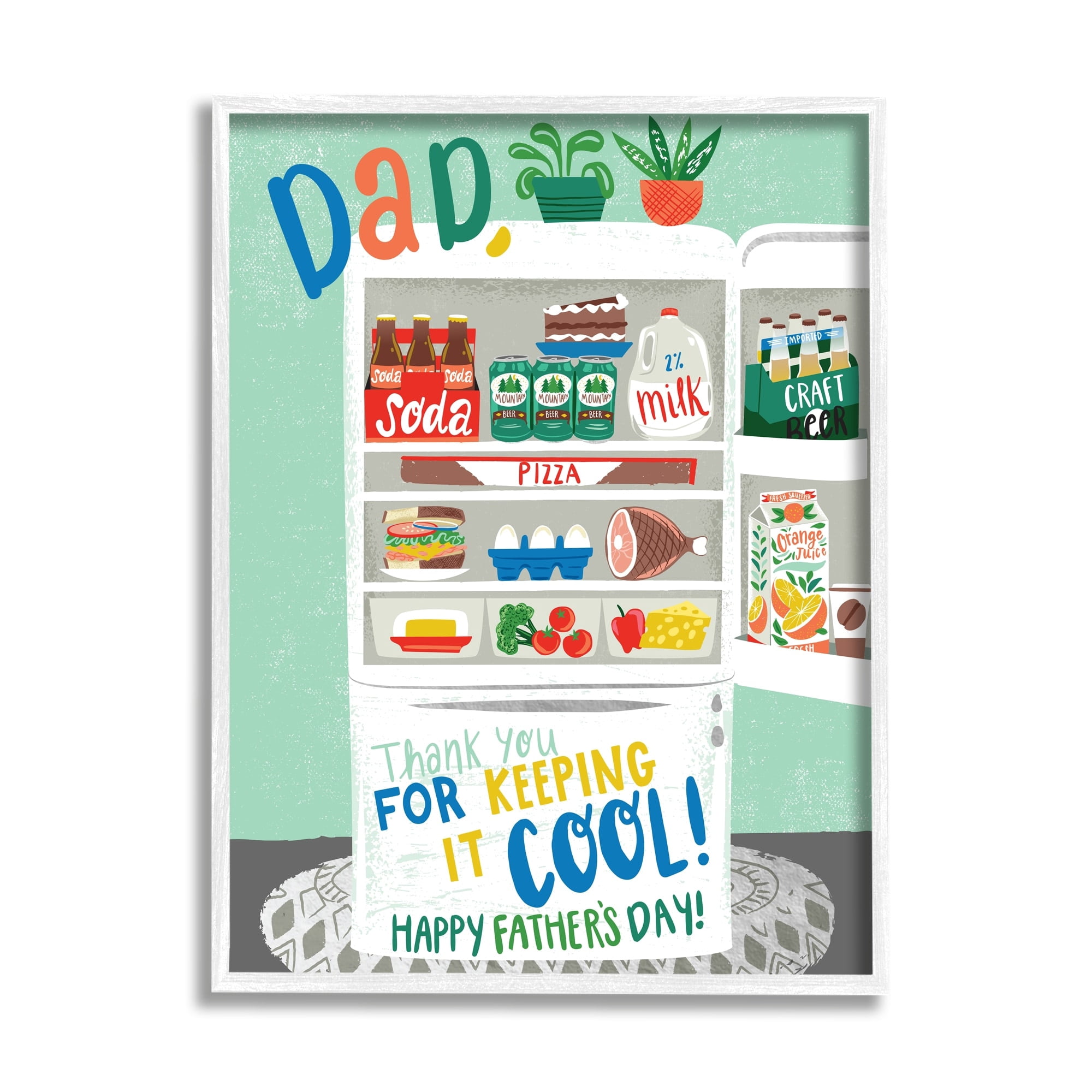Stupell Industries Keeping It Cool Father's Day Holiday Painting White Framed Art Print Wall Art