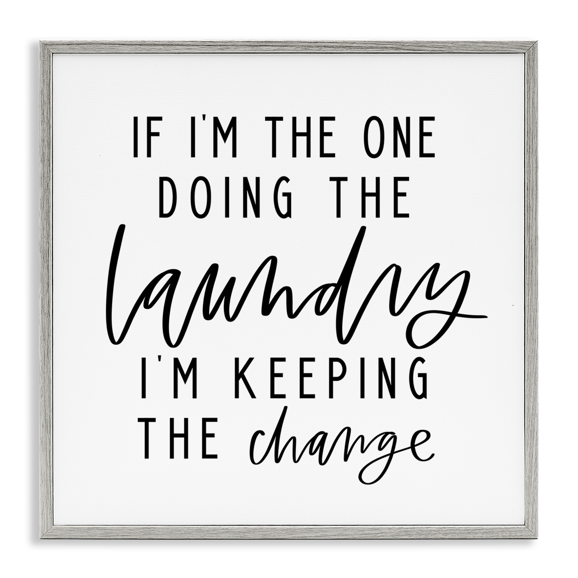 Stupell Industries Keeping The Change Laundry Bath & Laundry Painting Gray Framed Art Print Wall Art, 24 x 24