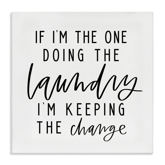Stupell Industries Keeping The Change Laundry Bath & Laundry Painting Wrapped Canvas Art Print Wall Art, 17 x 17