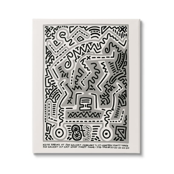 Stupell Industries Keith Haring Monochrome Pop Style Squiggle Text Canvas Wall Art, 16 x 20, Design by Ros Ruseva