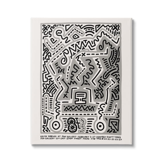 Stupell Industries Keith Haring Monochrome Pop Style Squiggle Text Canvas Wall Art, 16 x 20, Design by Ros Ruseva