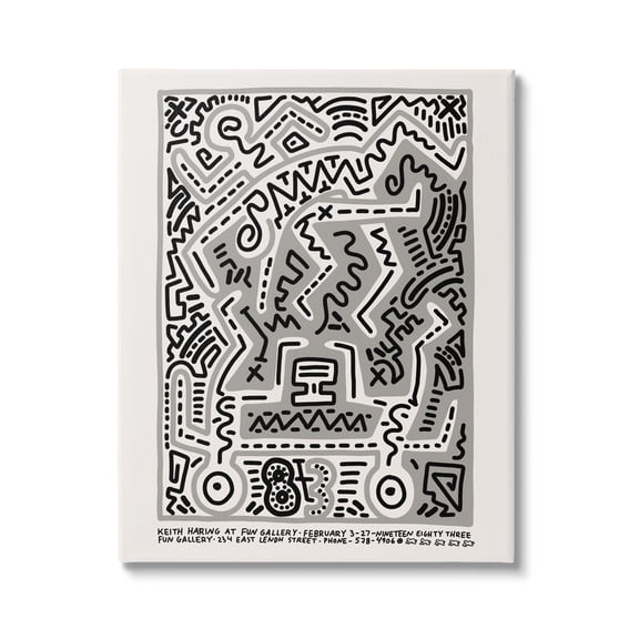 Stupell Industries Keith Haring Monochrome Pop Style Squiggle Text Canvas Wall Art, 36 x 48, Design by Ros Ruseva